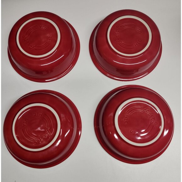 Fiestaware Scarlet Red Cereal Bowls Set of 4 HLC Fiesta - Picture 7 of 9
